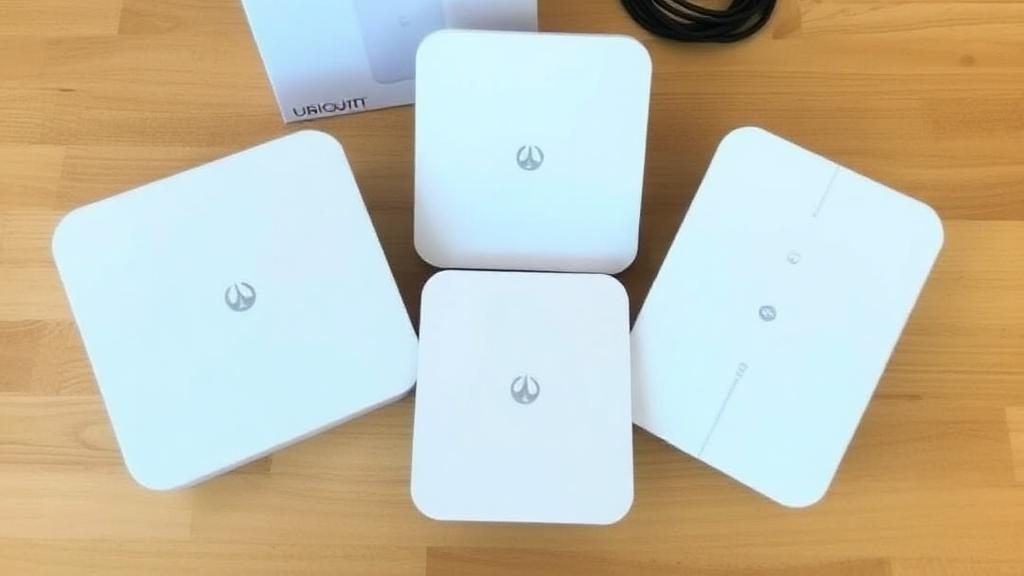 Maximize Performance With the Ultimate Ubiquiti WiFi Flagship Access Points this 2025 7 a group of white square objects on a wood surface