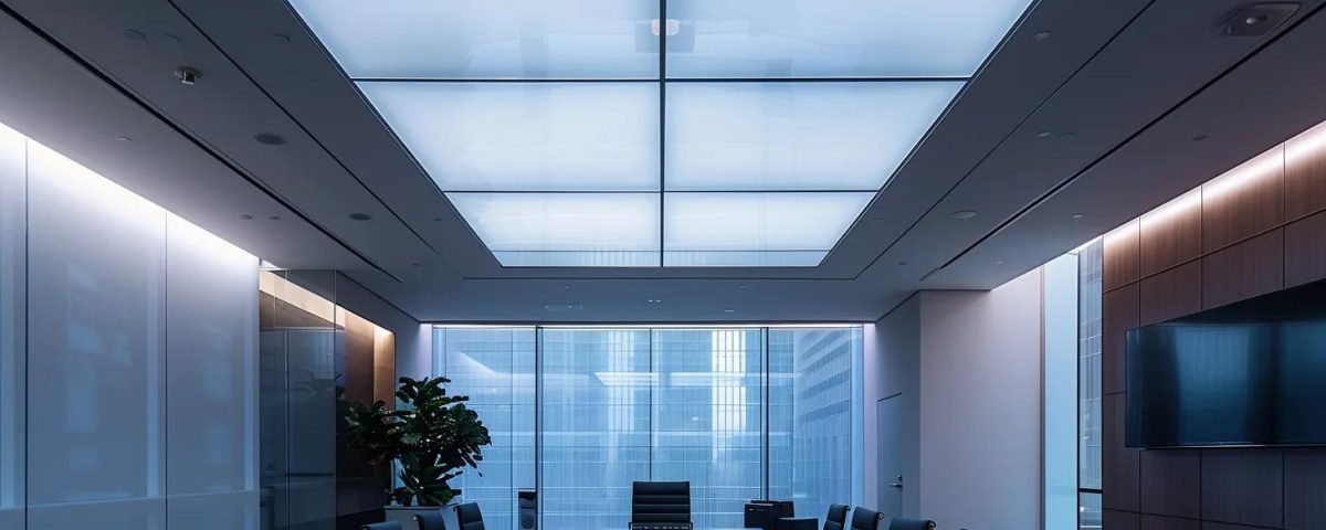 Savant Speakers: Unleash 8 Incredible Sound Experiences 7 a sleek, modern conference room featuring a high-tech savant speaker system, illuminated by dramatic overhead lighting, with an elegant minimalist design that emphasizes professionalism and cutting-edge technology.