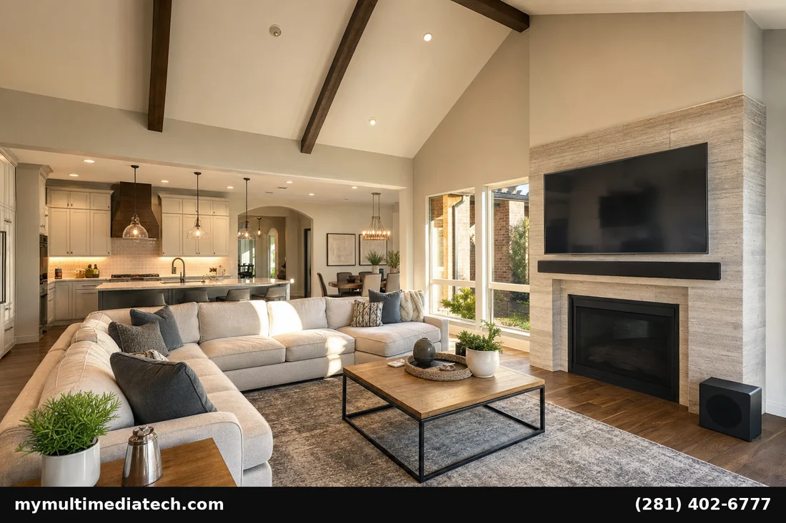 Best Soundbars Houston Living Rooms 2026 Buying Guide 4 Open plan Houston living room soundbar subwoofer