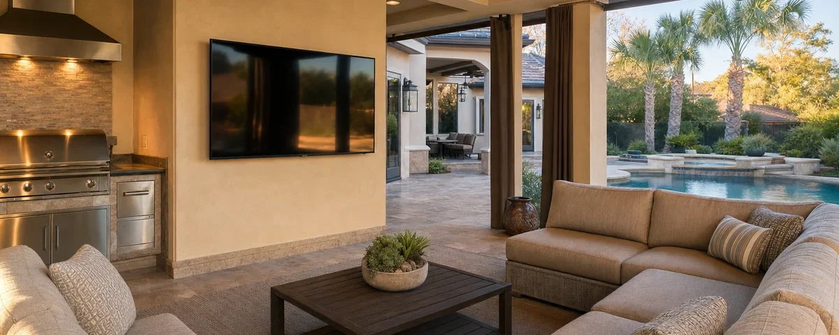 Outdoor TV Installation Houston Weather-Proof Setups 2 Outdoor TV installation Houston covered patio setup