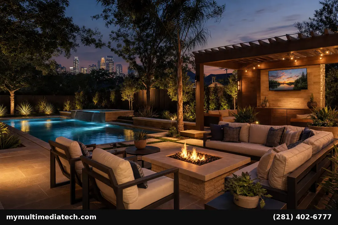 Outdoor TV Installation Houston Weather-Proof Setups 4 Houston poolside outdoor TV pergola installation