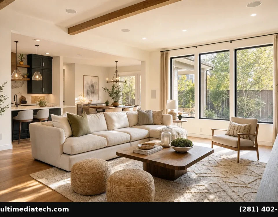 Whole home audio Houston living room setup